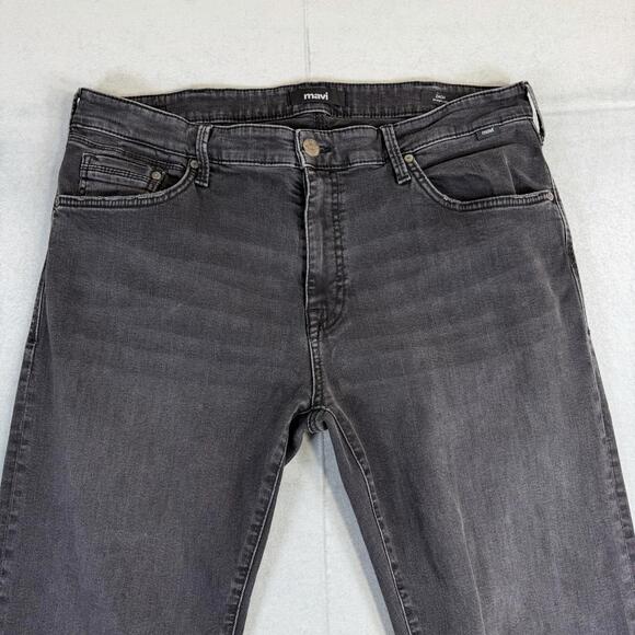 Mavi Zach Jeans Mens 38x30 Black Dark Wash Straight Leg Stretch Denim - Picture 2 of 8